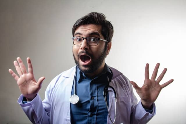 Doctor looking surprised and a little excited